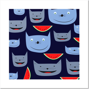 Cat pattern Posters and Art